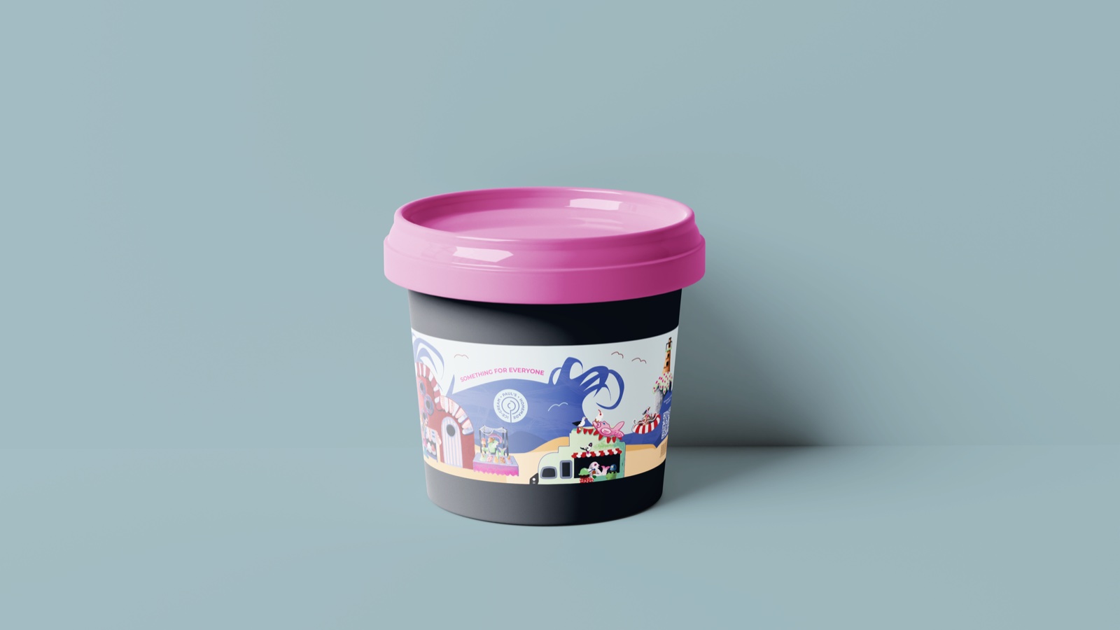Single ice cream tub mockup with pink lid